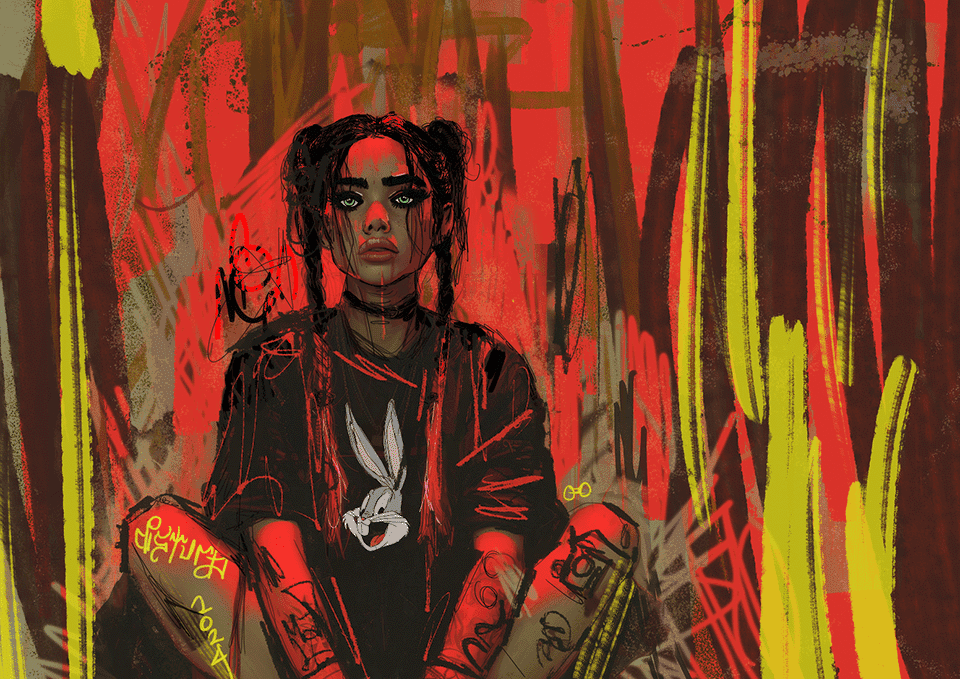 post-apocalyptic portrait of a woman, by tess little